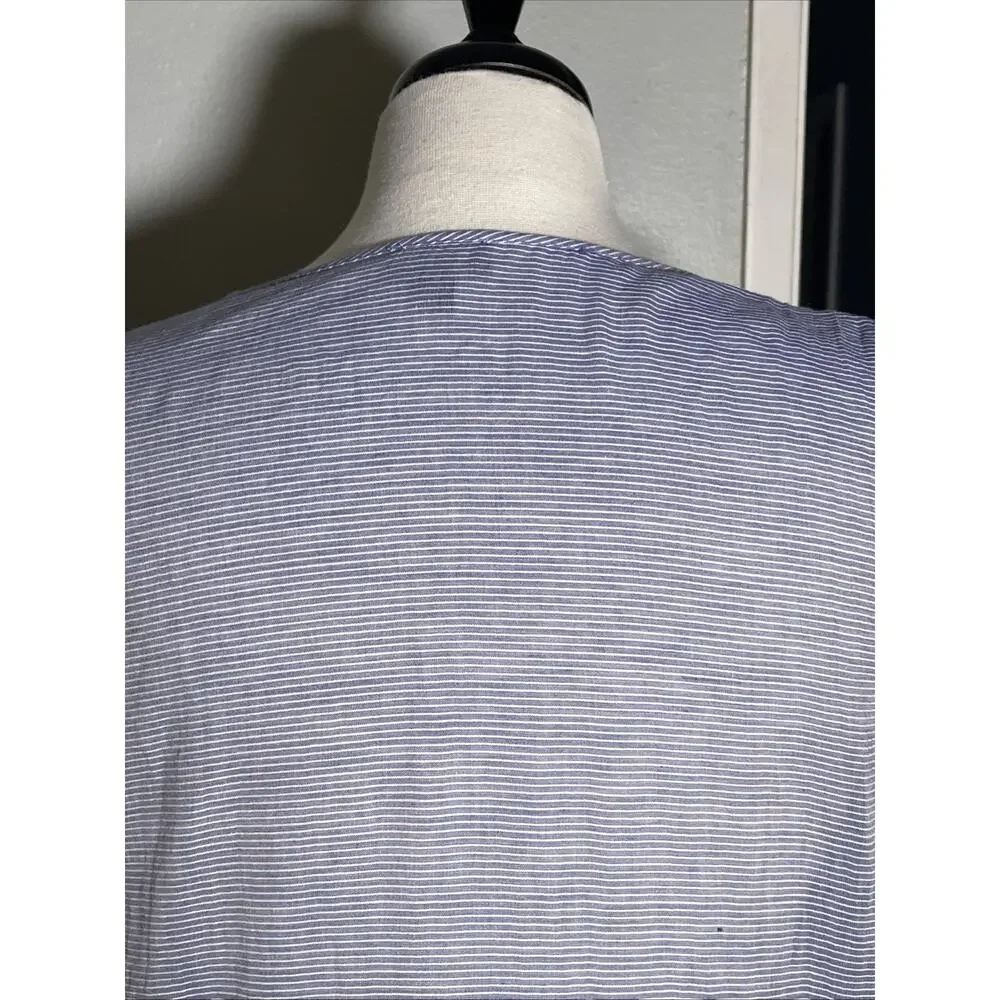 Talbots Blouse Women's Size Medium Embroidery & Beading Eyelet Sleeveless Stripe - Picture 6 of 6